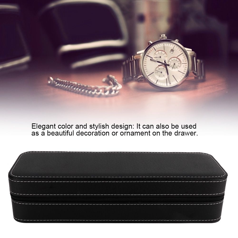 6 Slot PU Leather Watch Storage Case Organizer Display Box Separated Compartments view 7