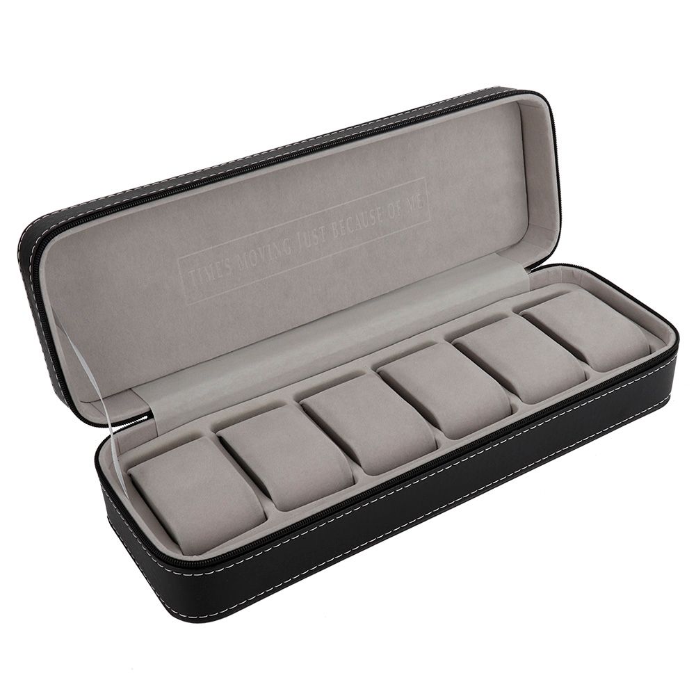 6 Slot PU Leather Watch Storage Case Organizer Display Box Separated Compartments view 8