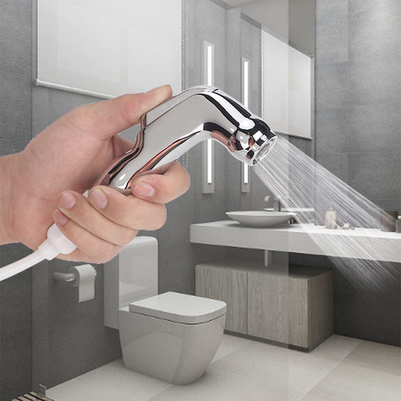 ABS Handheld Toilet Bathroom Bidet Sprayer Shower Head with PU Spring Tube view 5