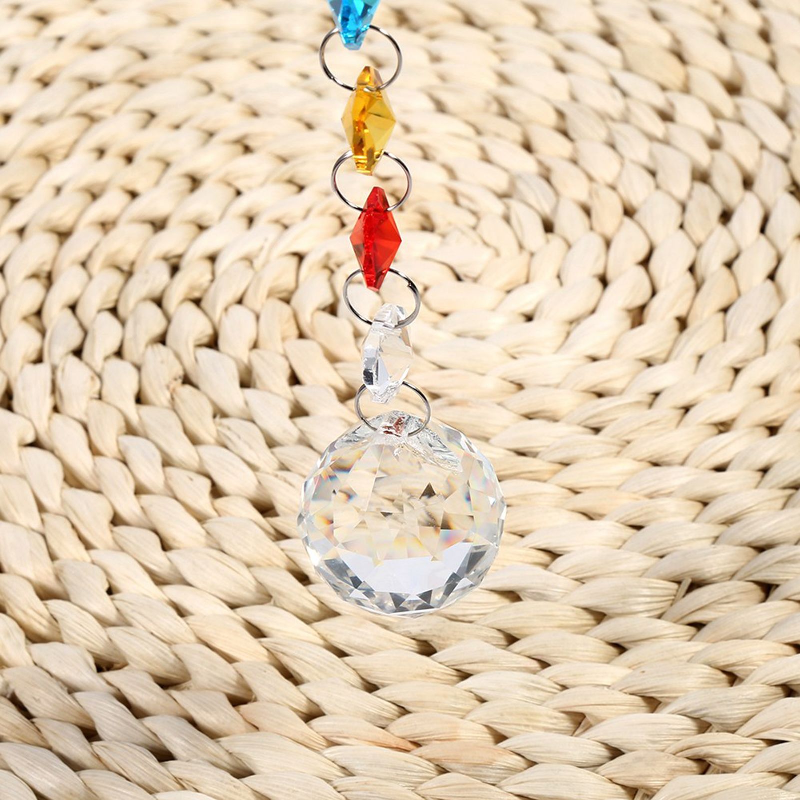 Hanging Pendant Window Handmade Rainbow Crystal Prisms Ball Chandelier Lamp view 9