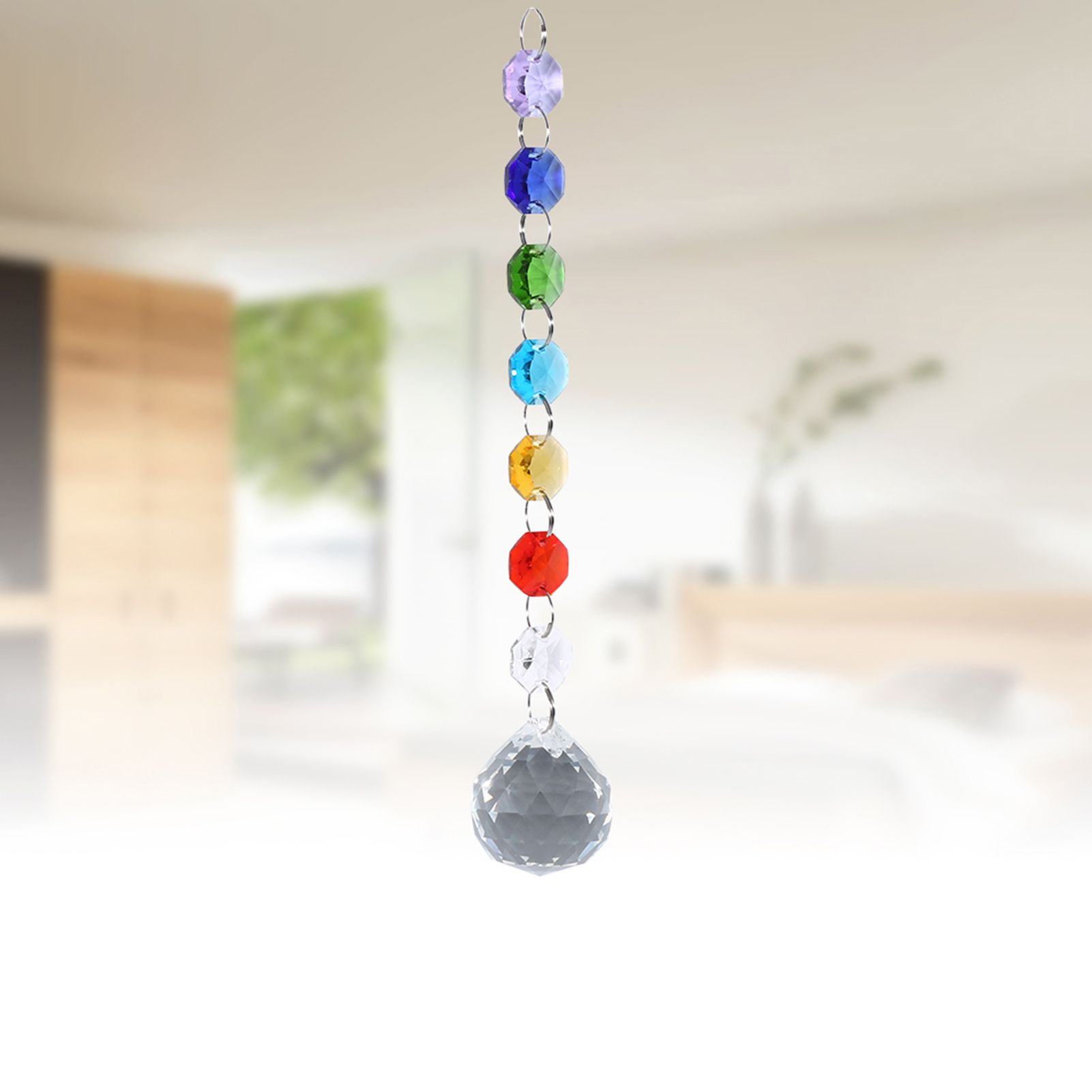 Hanging Pendant Window Handmade Rainbow Crystal Prisms Ball Chandelier Lamp view 12