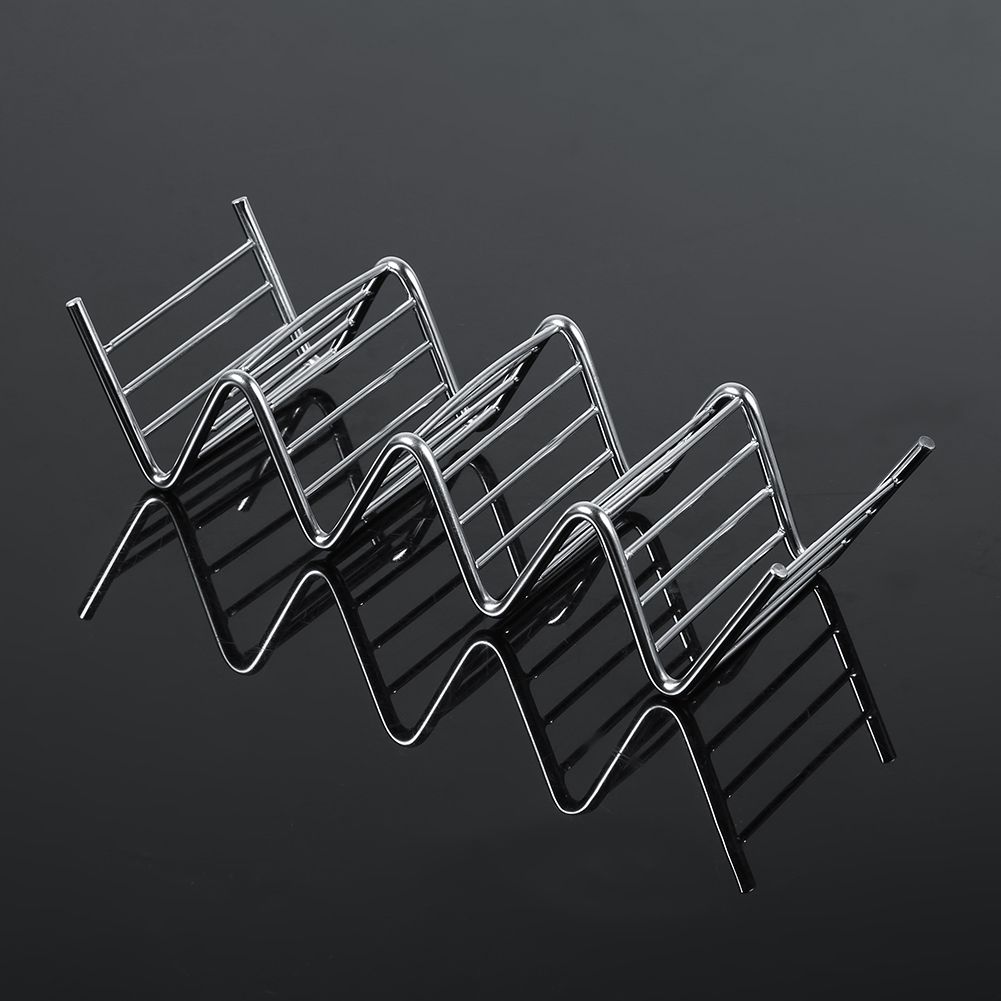 1Pc Practical Taco Holder 4 Wave Shape Stainless Steel Food Rack Hard Shells view 4