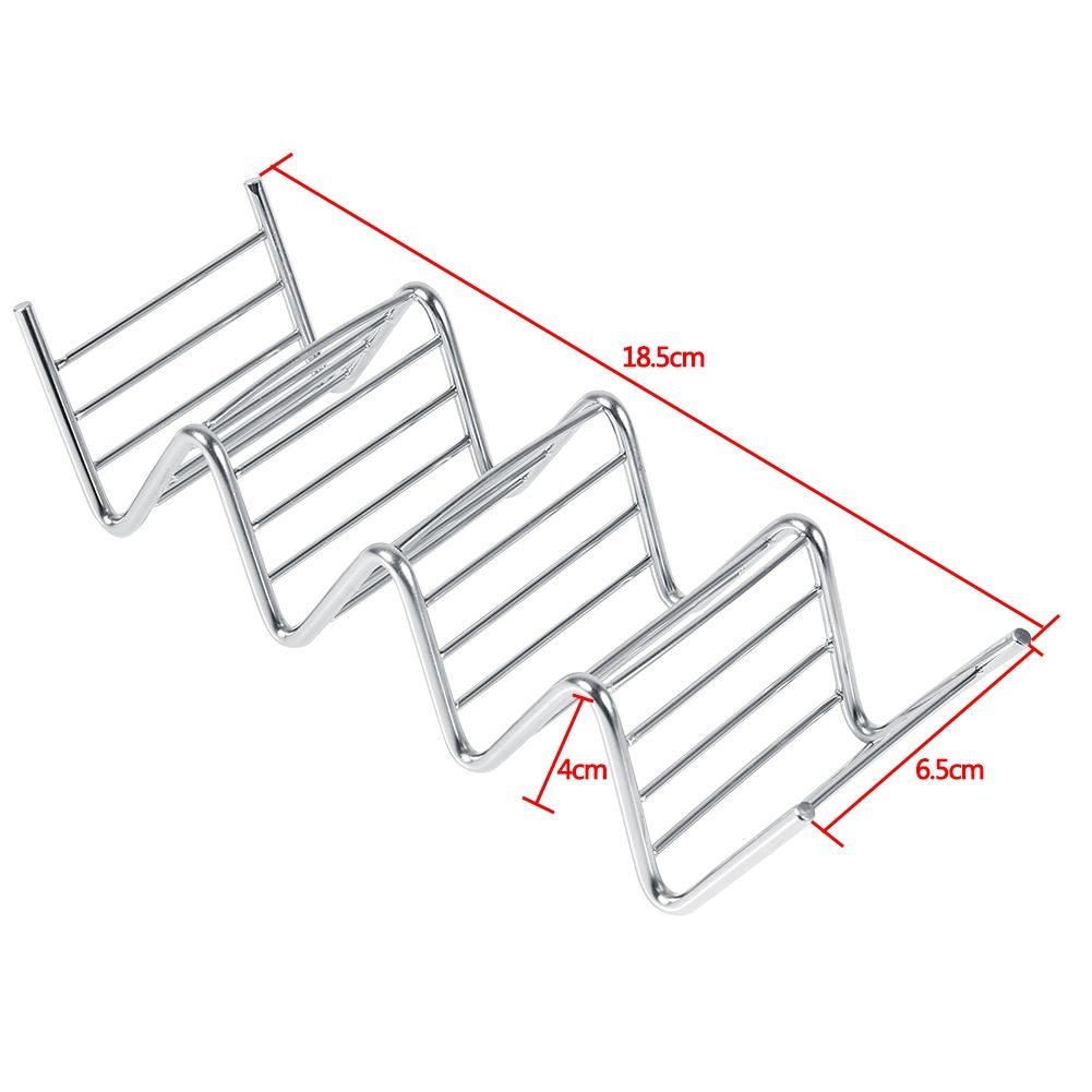 1Pc Practical Taco Holder 4 Wave Shape Stainless Steel Food Rack Hard Shells view 10