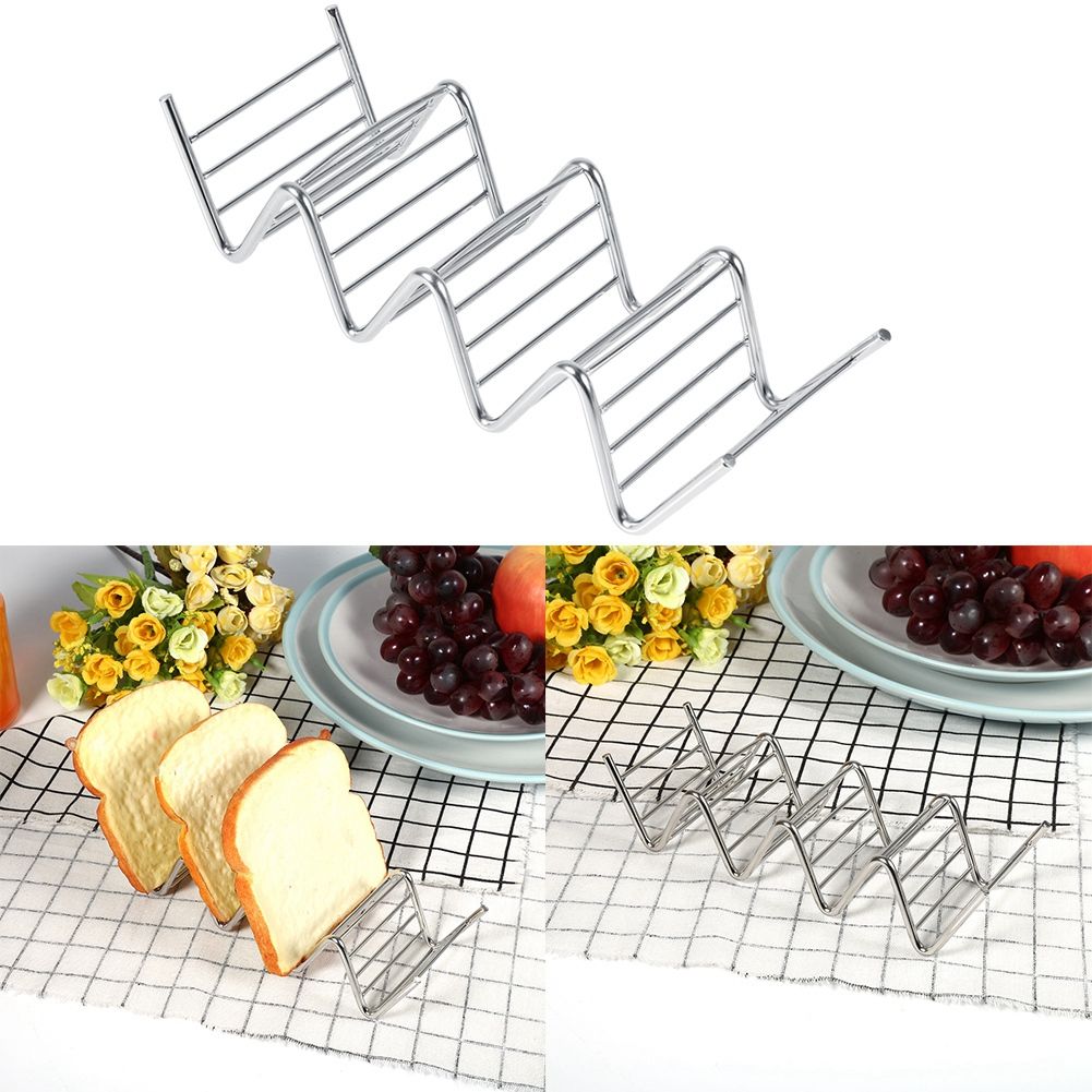 1Pc Practical Taco Holder 4 Wave Shape Stainless Steel Food Rack Hard Shells view 11