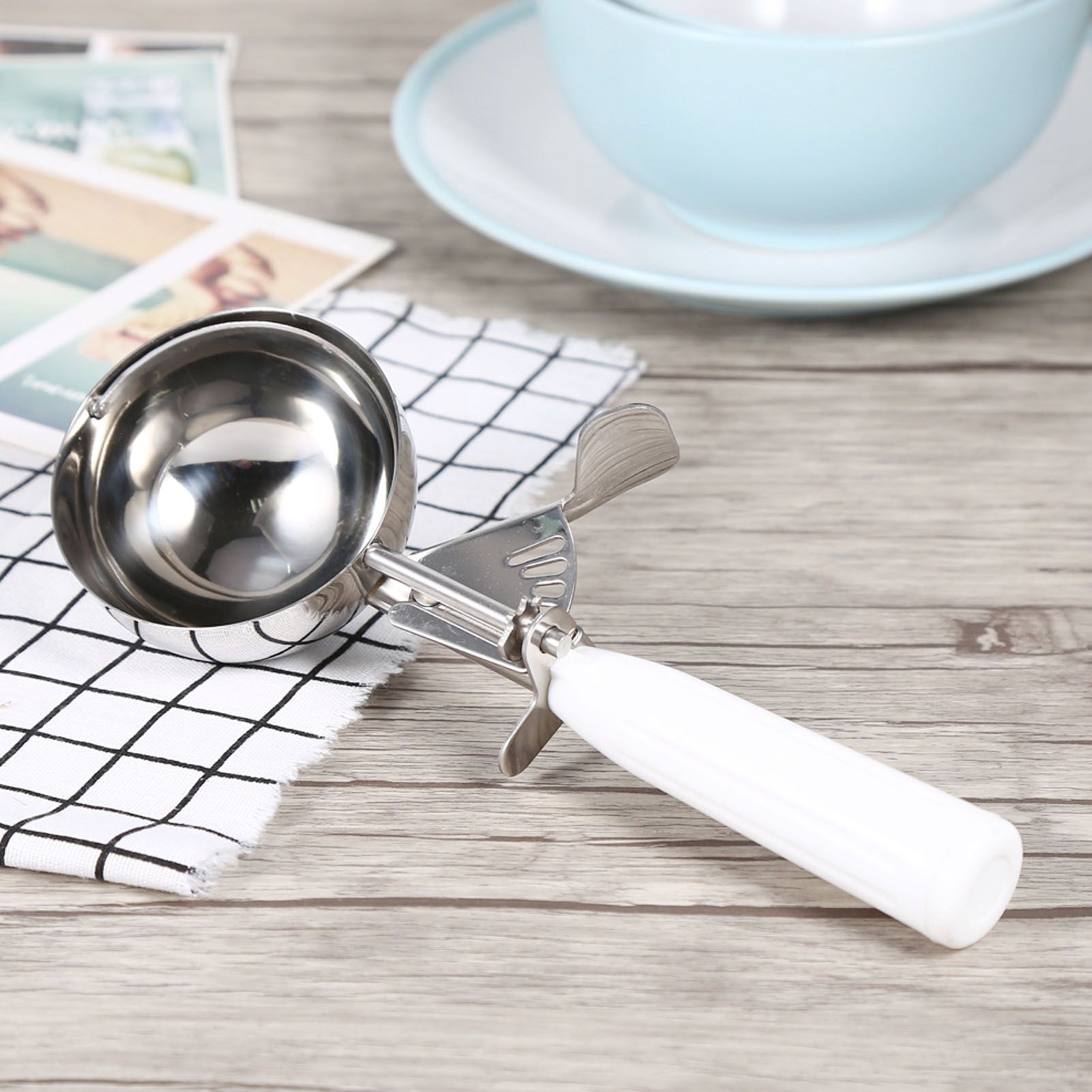 Practical Stainless Steel Fruit Ice Cream Scoop Spoon with Plastic Handle view 12
