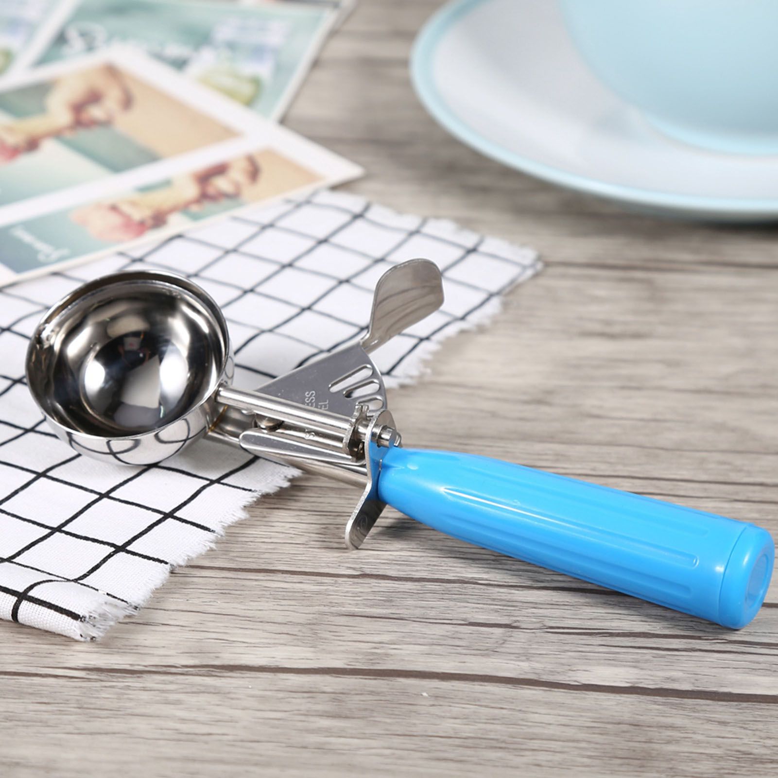 Practical Stainless Steel Fruit Ice Cream Scoop Spoon with Plastic Handle view 11