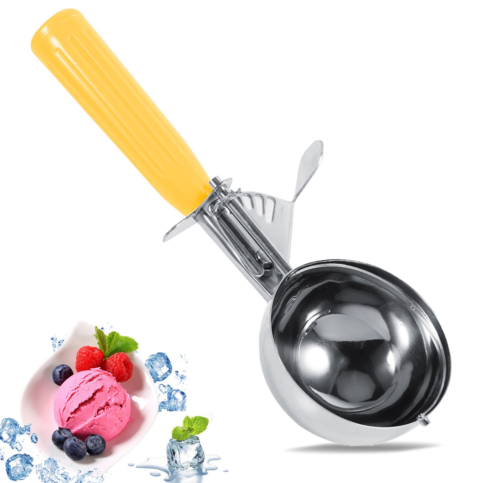Practical Stainless Steel Fruit Ice Cream Scoop Spoon with Plastic Handle view 10