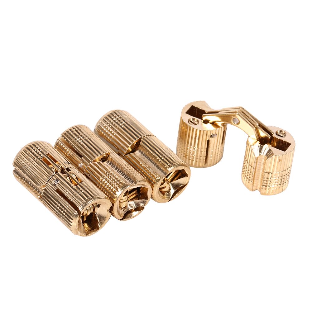 4pcs/pack Copper Cabinet Door Concealed Barrel Hinge for Worktops DIY Project 14mm — image 1
