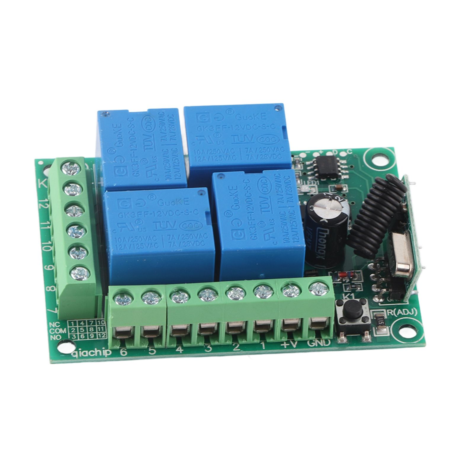 DC12V 4‑CH 433MHZ Wireless Garage Doors Control Switch Receiver Board with view 4