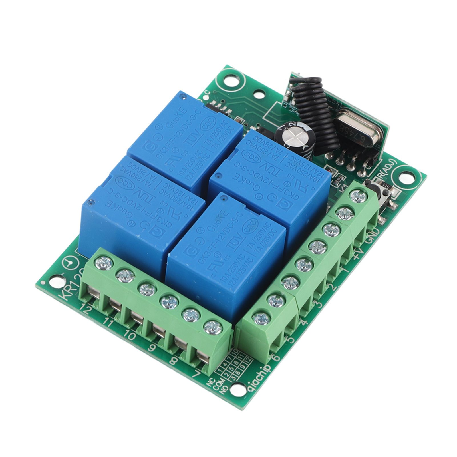 DC12V 4‑CH 433MHZ Wireless Garage Doors Control Switch Receiver Board with view 5