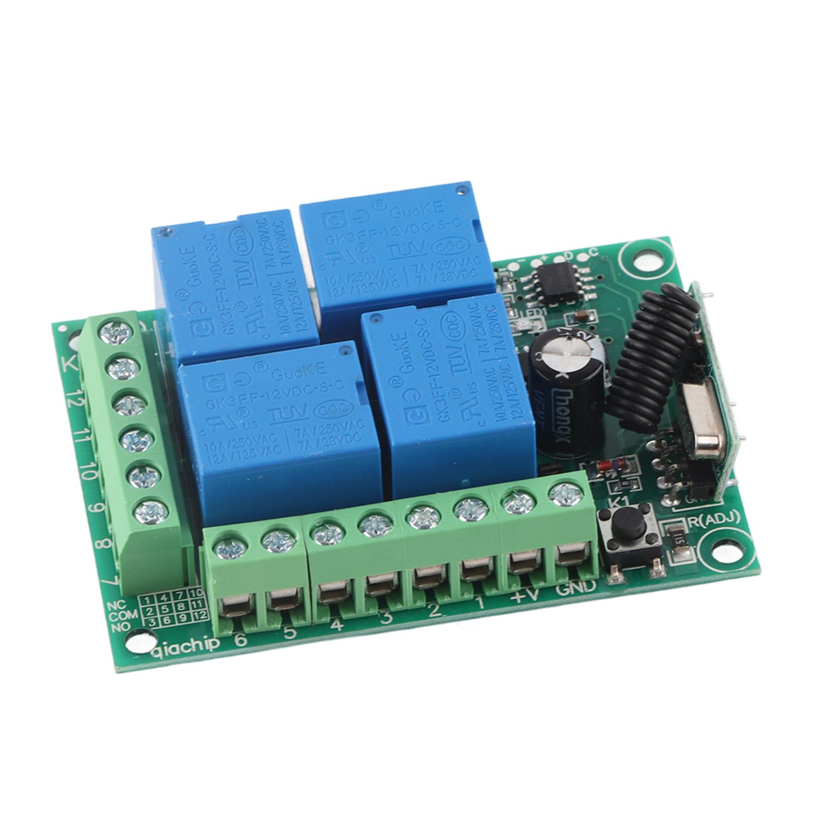 DC12V 4‑CH 433MHZ Wireless Garage Doors Control Switch Receiver Board with view 7