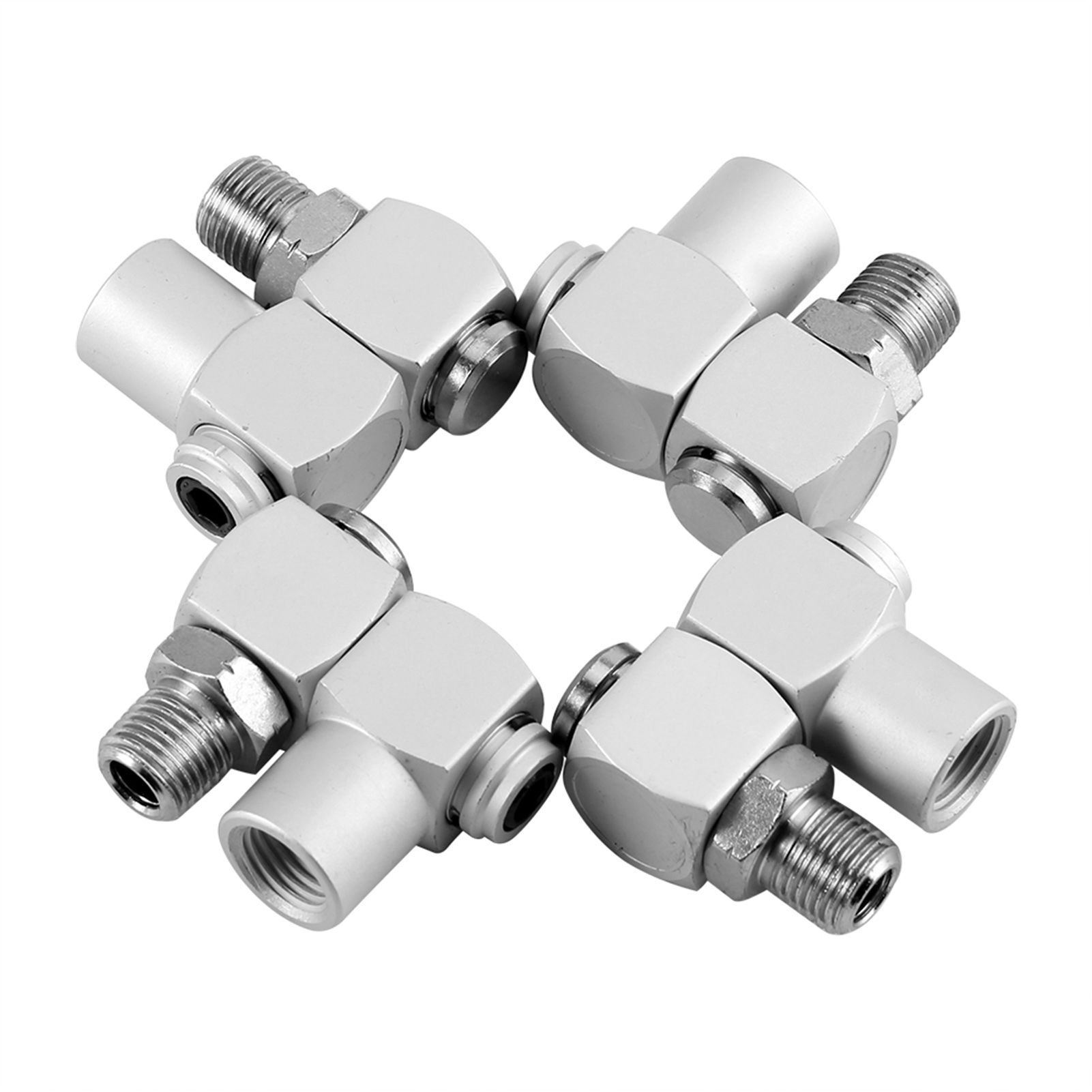 4pcs/Set Aluminum 1/4" Universal 360 Swivel Air Hose Connector Adapter Tool view 2