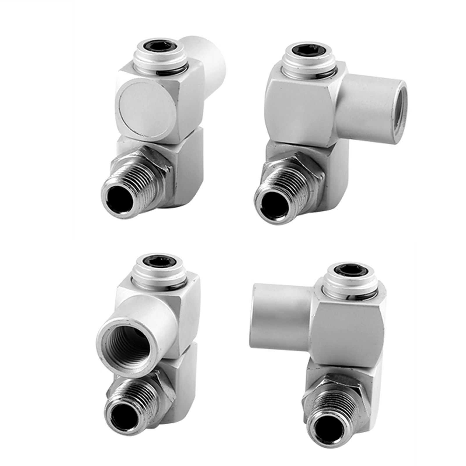4pcs/Set Aluminum 1/4" Universal 360 Swivel Air Hose Connector Adapter Tool view 3