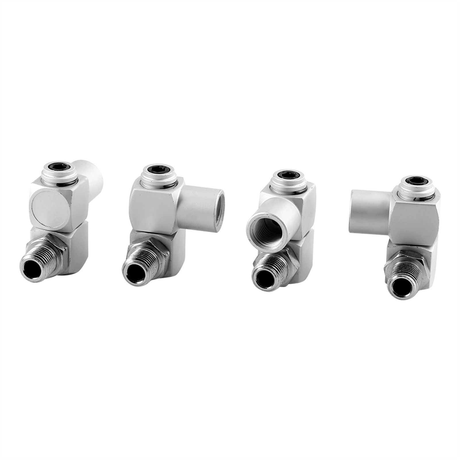 4pcs/Set Aluminum 1/4" Universal 360 Swivel Air Hose Connector Adapter Tool view 4