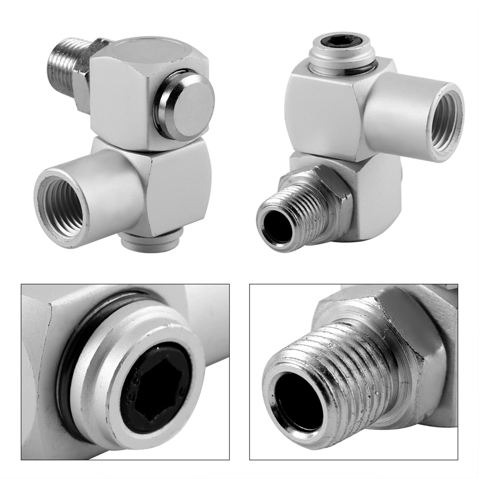 4pcs/Set Aluminum 1/4" Universal 360 Swivel Air Hose Connector Adapter Tool view 10