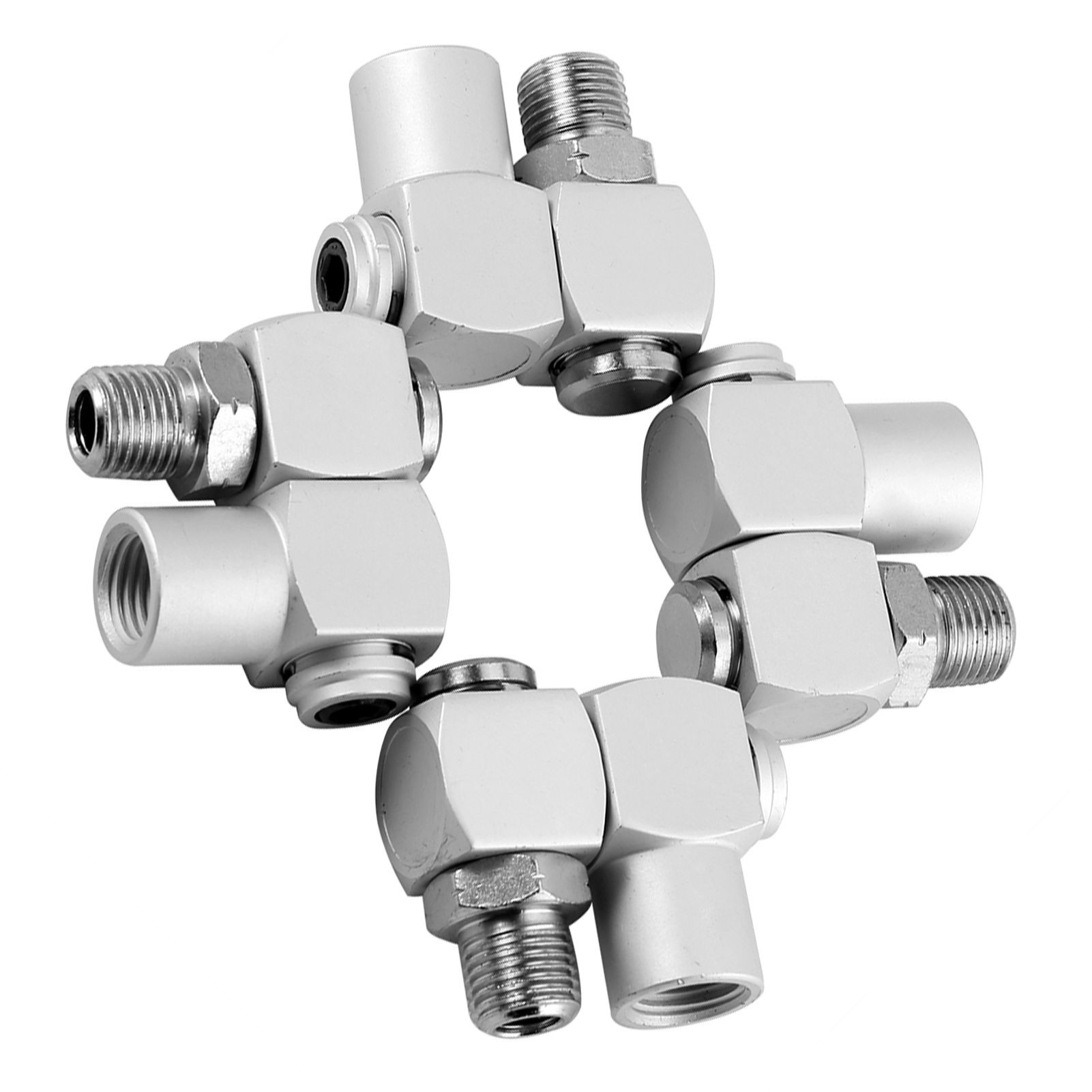 4pcs/Set Aluminum 1/4" Universal 360 Swivel Air Hose Connector Adapter Tool view 12