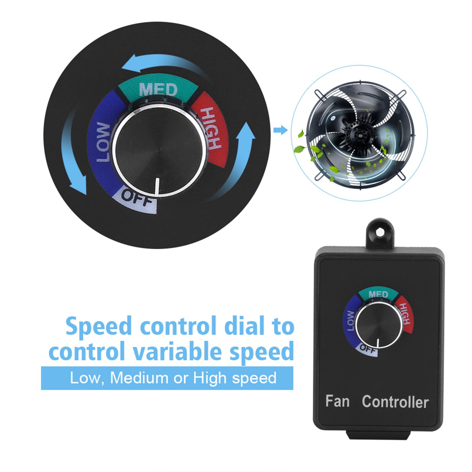 3A Active Duct Fan Variable Speed Dial Controller for Inline Hydroponics Fans view 5
