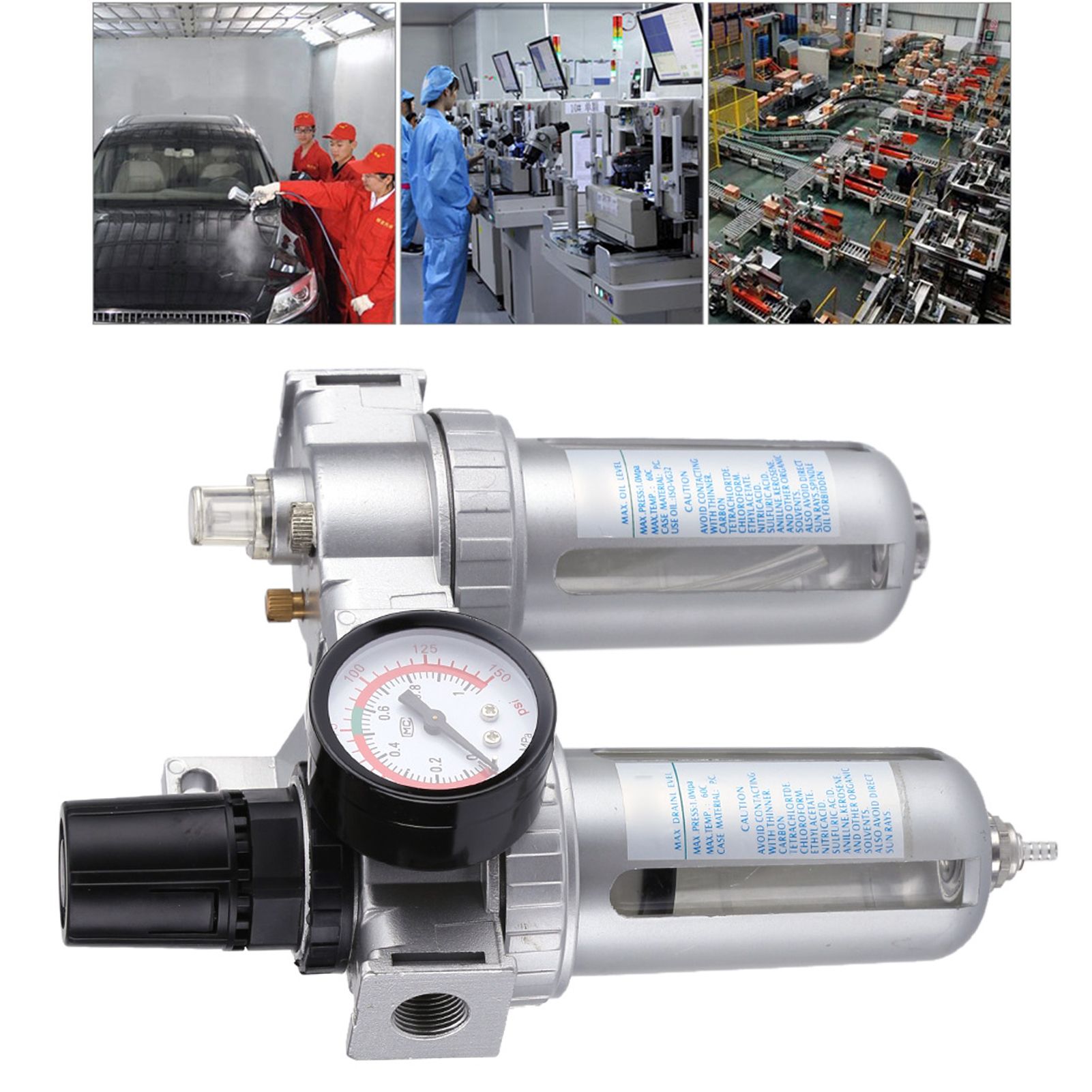 SFC300 3/8'' Air Compressor Filter Regulator Moisture Water Trap Cleaner view 12