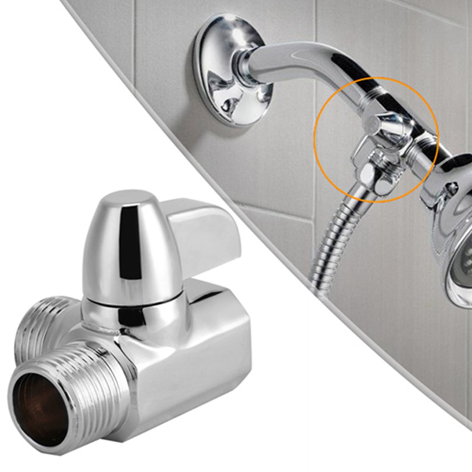 3‑Way Brass Chrome Diverter G1/2" T Shape Adapter Valve for Shower Arm Mounted view 11