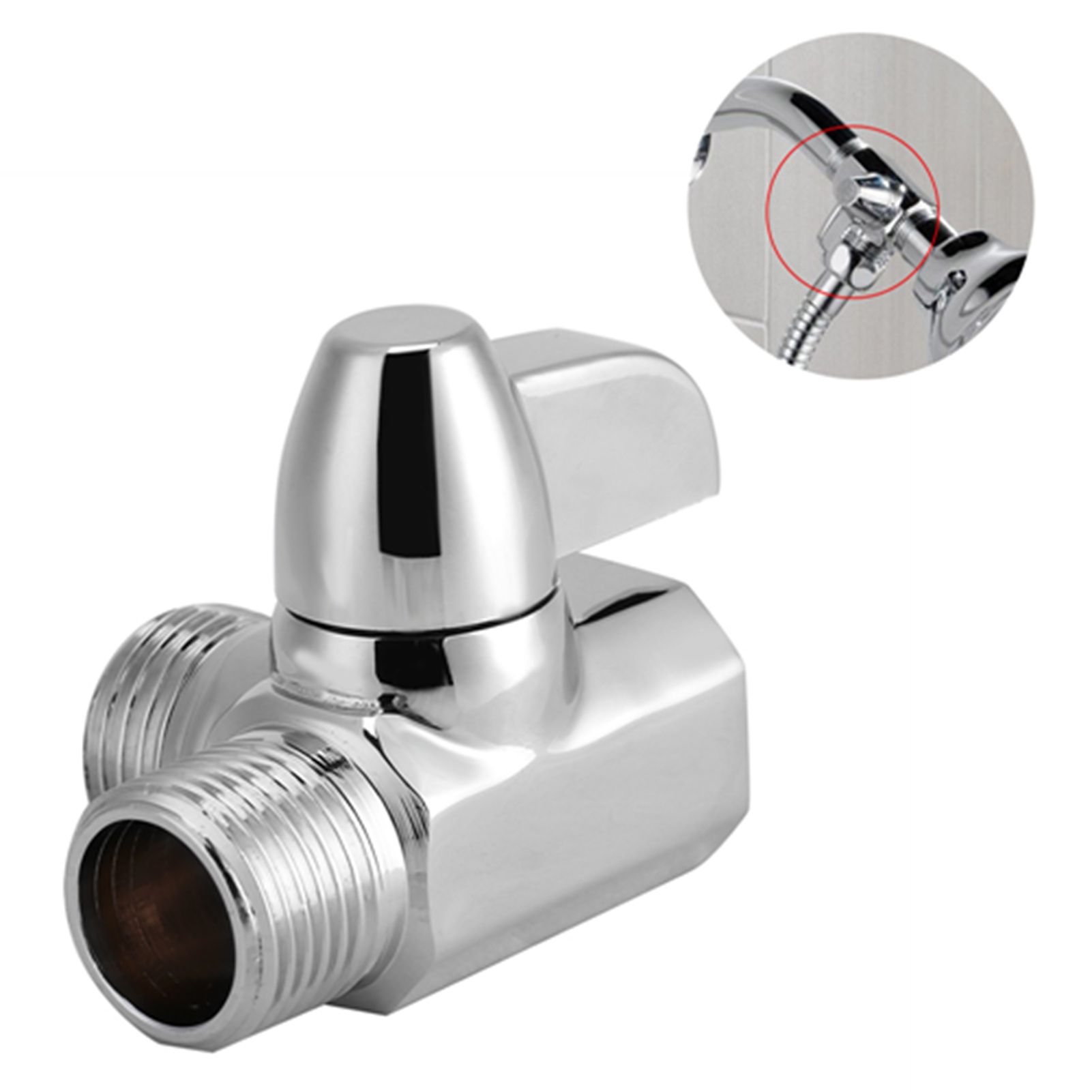 3‑Way Brass Chrome Diverter G1/2" T Shape Adapter Valve for Shower Arm Mounted view 12