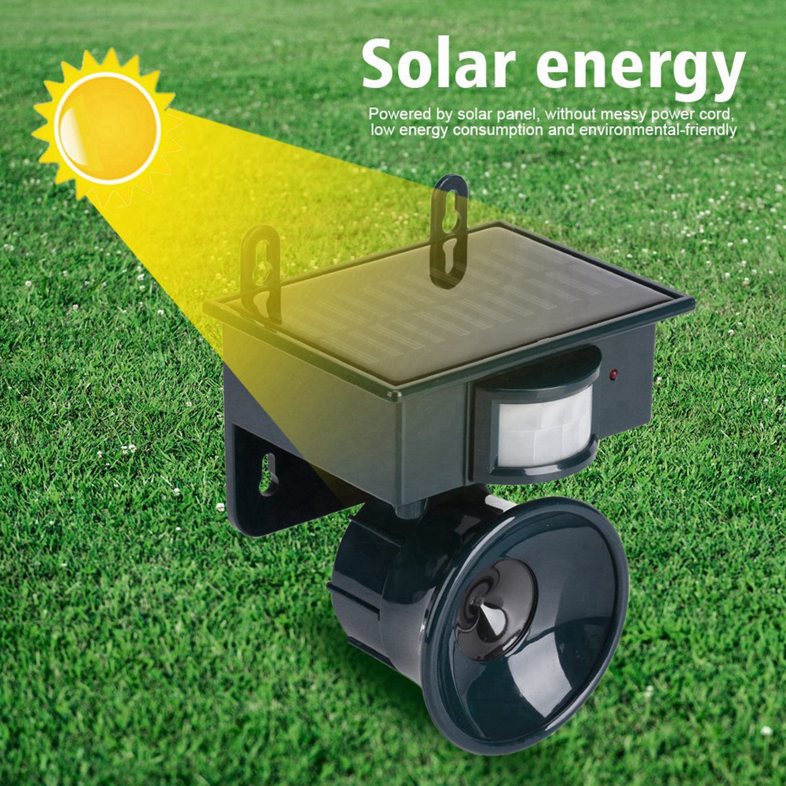 Solar Powered PIR Motion Sensor Ultrasonic Pest Repeller Bird Dog Cat Fox view 7