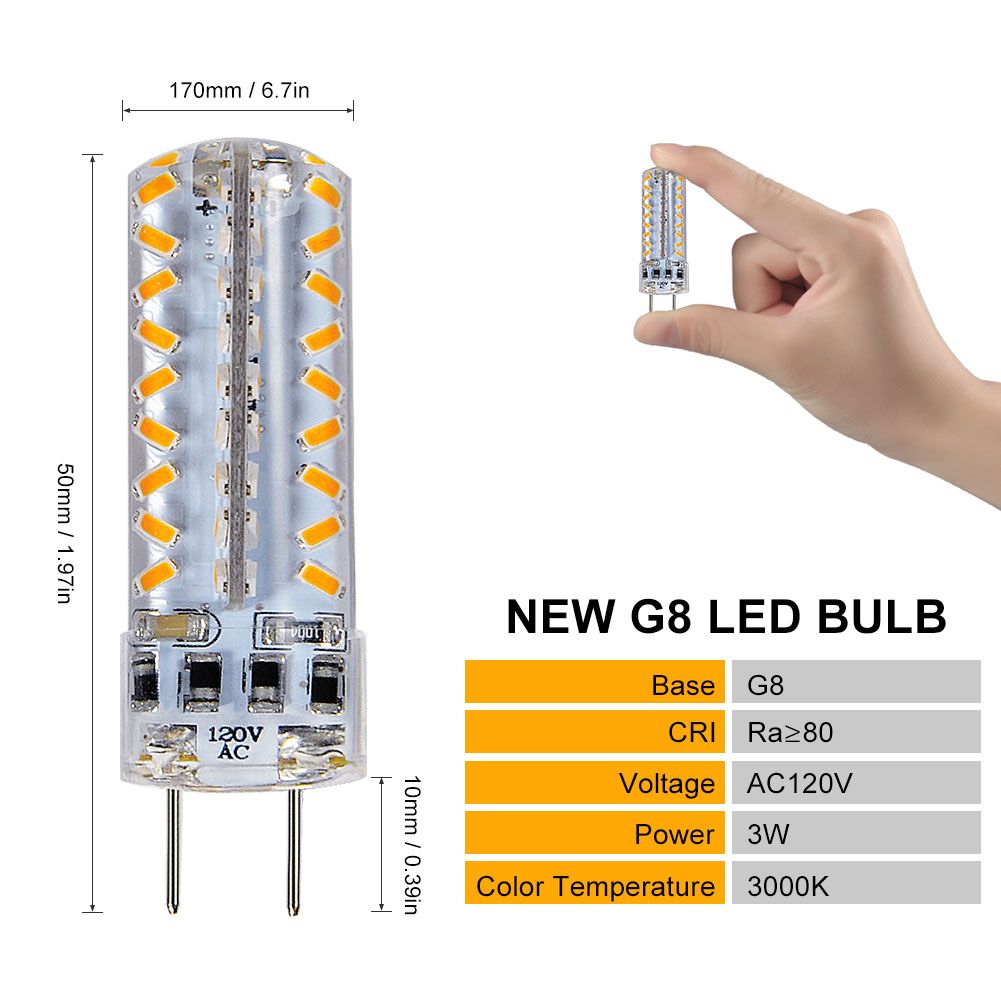 G8 LED Bulbs 120V 3W Ejoyous Dimmable Warm White Led Bulbs 3000K 72 X 3014 SMD view 3