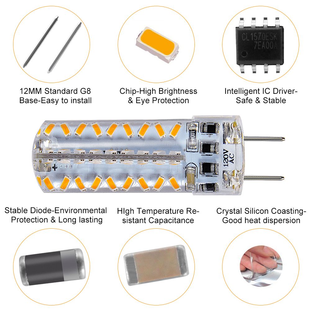 G8 LED Bulbs 120V 3W Ejoyous Dimmable Warm White Led Bulbs 3000K 72 X 3014 SMD view 4