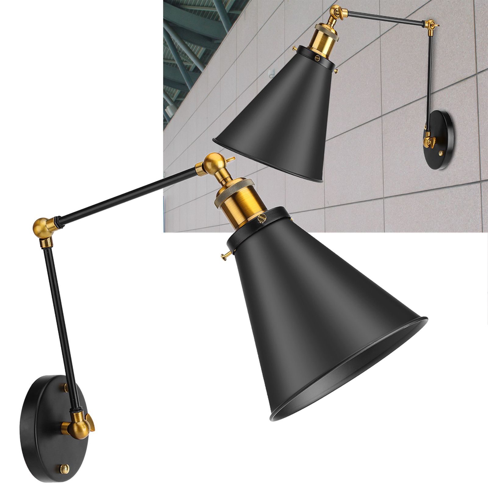Adjustable Vintage Industrial Loft Swing Arm Ambient Lighting Warehouse Wall Decor view 10