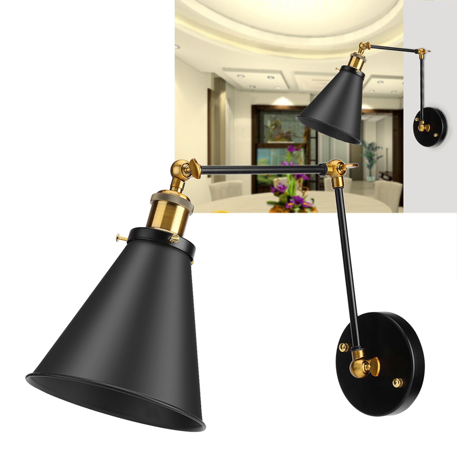 Adjustable Vintage Industrial Loft Swing Arm Ambient Lighting Warehouse Wall Decor view 11