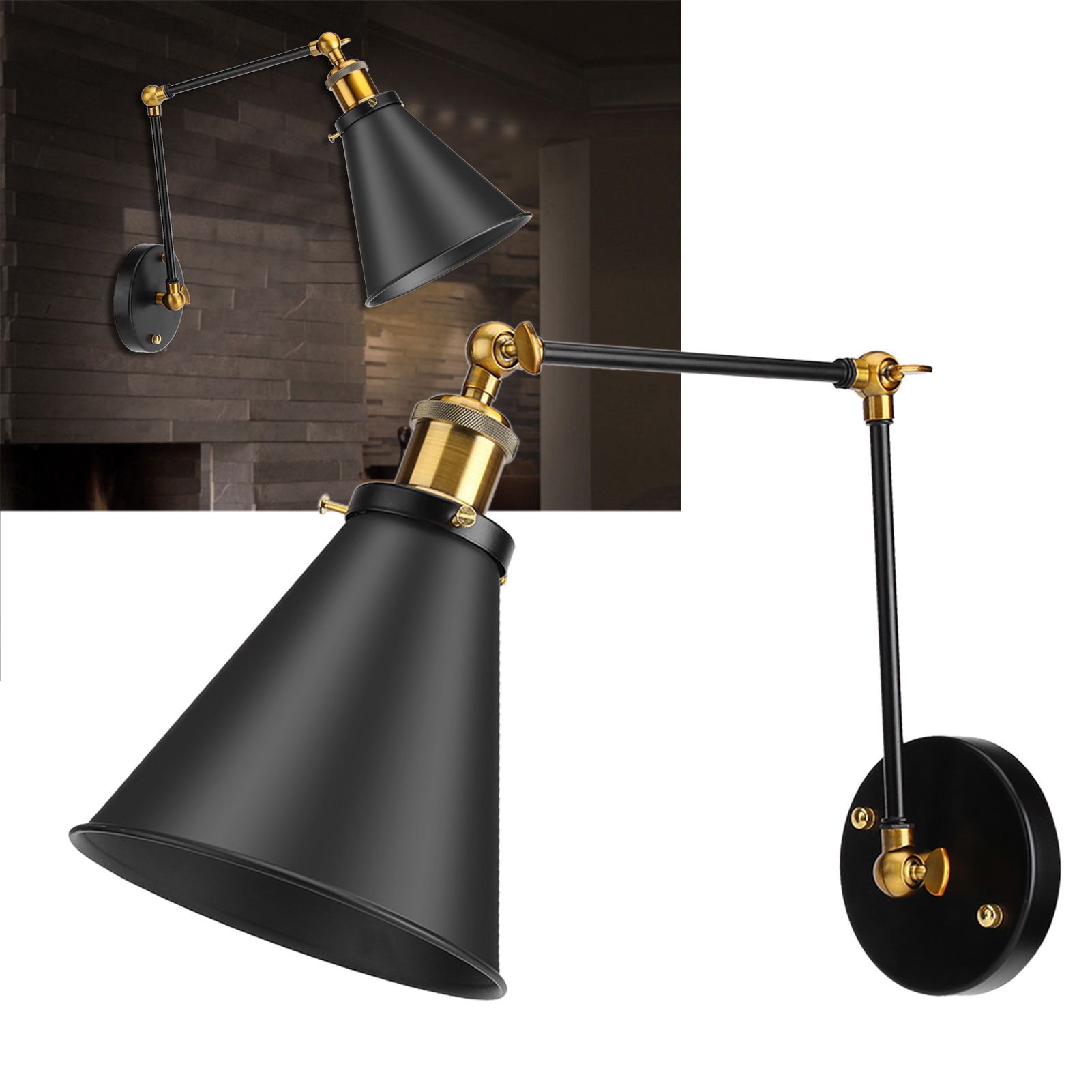 Adjustable Vintage Industrial Loft Swing Arm Ambient Lighting Warehouse Wall Decor view 12