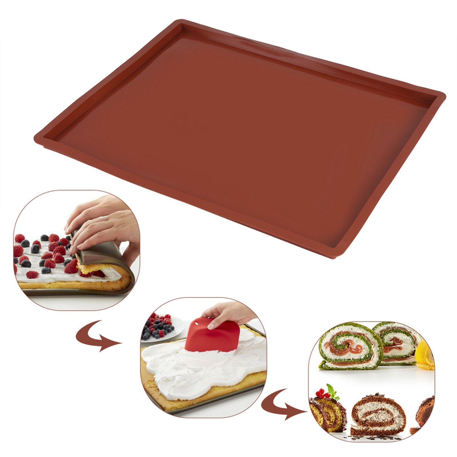 Silicone Cake Roll Mat NOn stick Heat Resistant Oven Baking Tray Sheet view 12