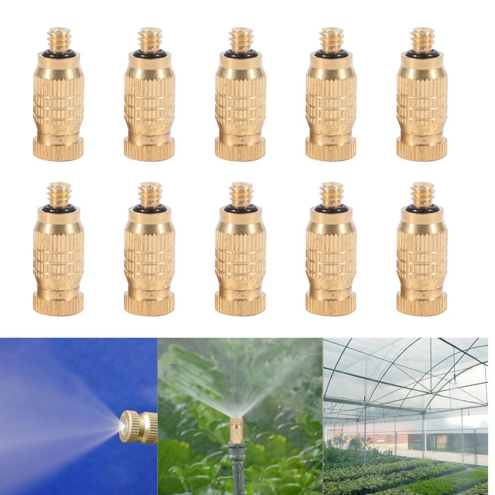 10Pcs Threaded Brass Fog Mist Nozzles Misting Fogging Spray Sprinkler Head view 12