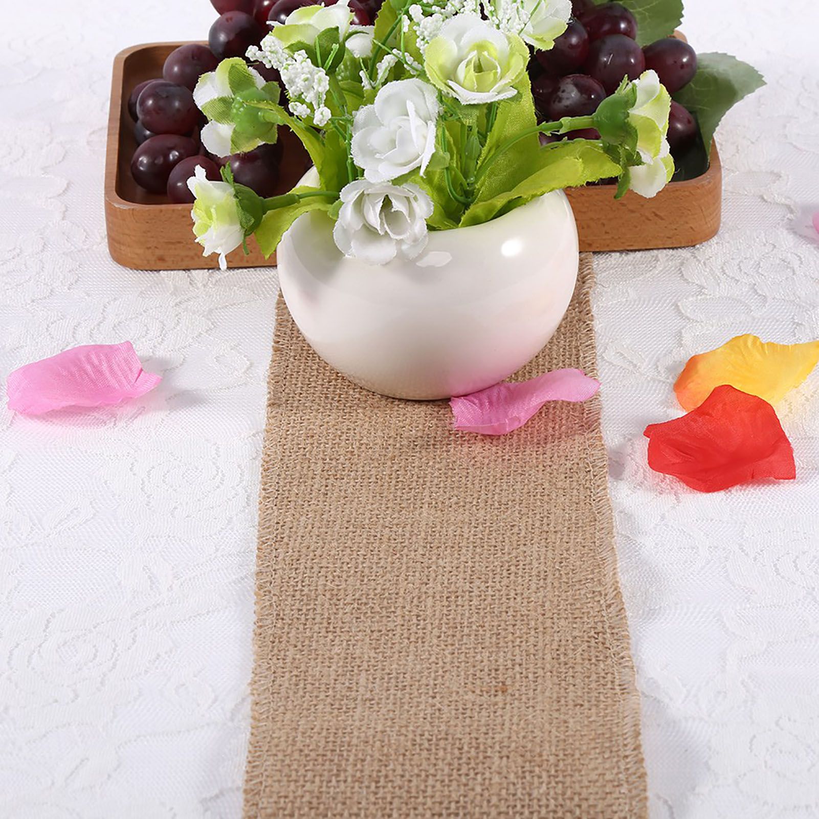 Nature Hessian Jute Burlap Ribbon Rustic Table Runner Crafts Chair Home view 3