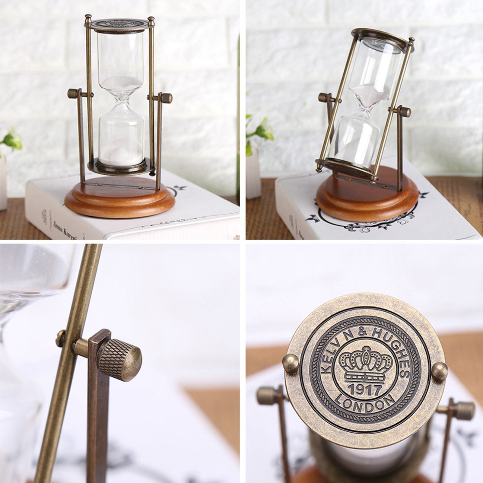 15 Minutes Metal Rotating Sand Glass Timer Clock Hourglass Table Ornament Home view 3