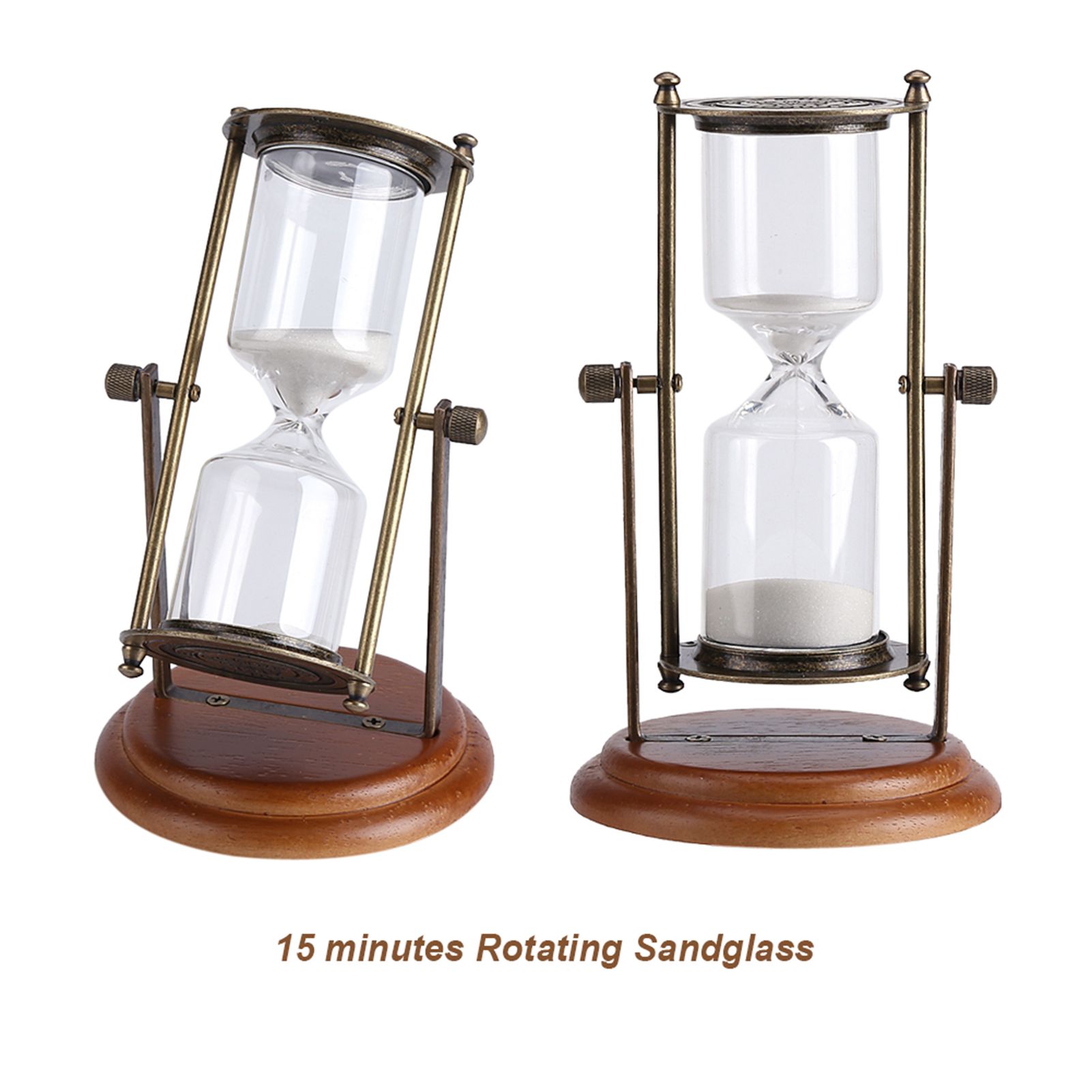 15 Minutes Metal Rotating Sand Glass Timer Clock Hourglass Table Ornament Home view 4