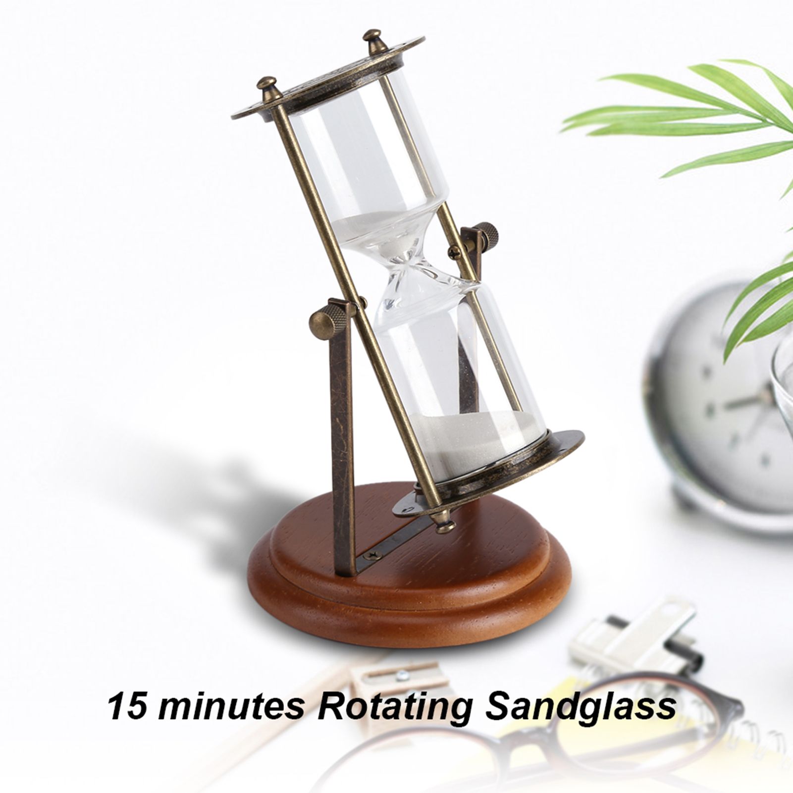 15 Minutes Metal Rotating Sand Glass Timer Clock Hourglass Table Ornament Home view 6