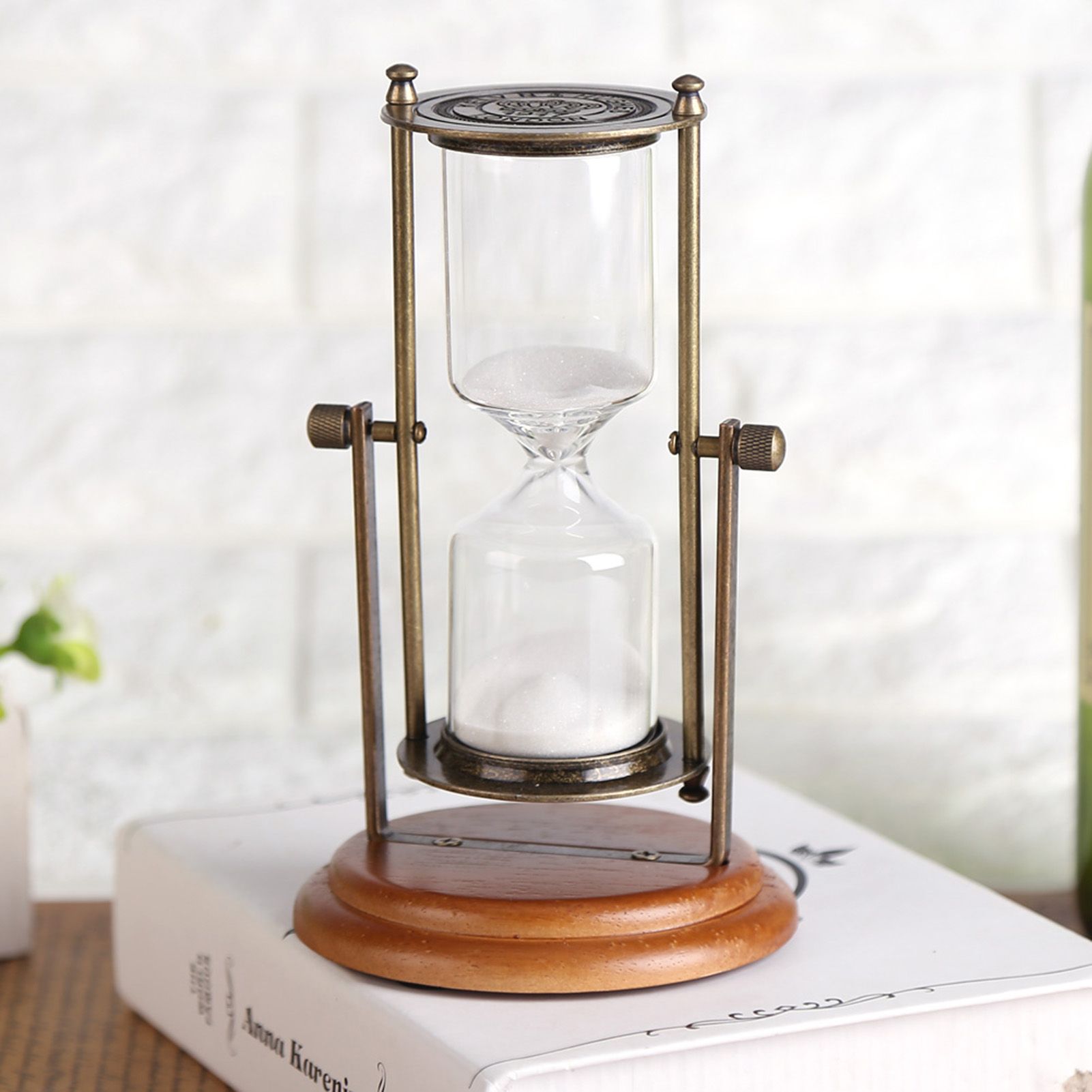 15 Minutes Metal Rotating Sand Glass Timer Clock Hourglass Table Ornament Home view 12