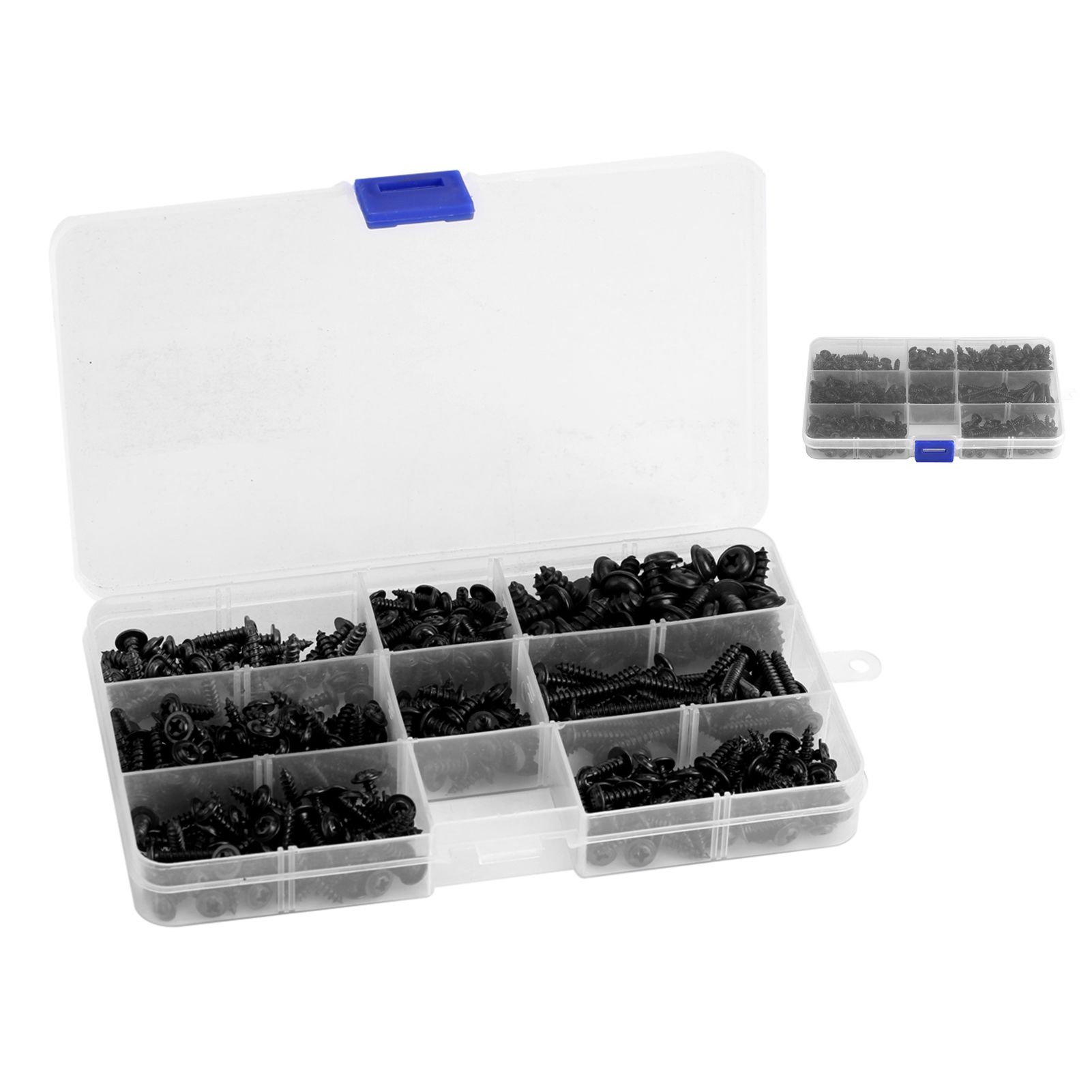 340Pcs Flange Self Tapping Screws Bolt Cross Head Black Assorted Set with Case view 6