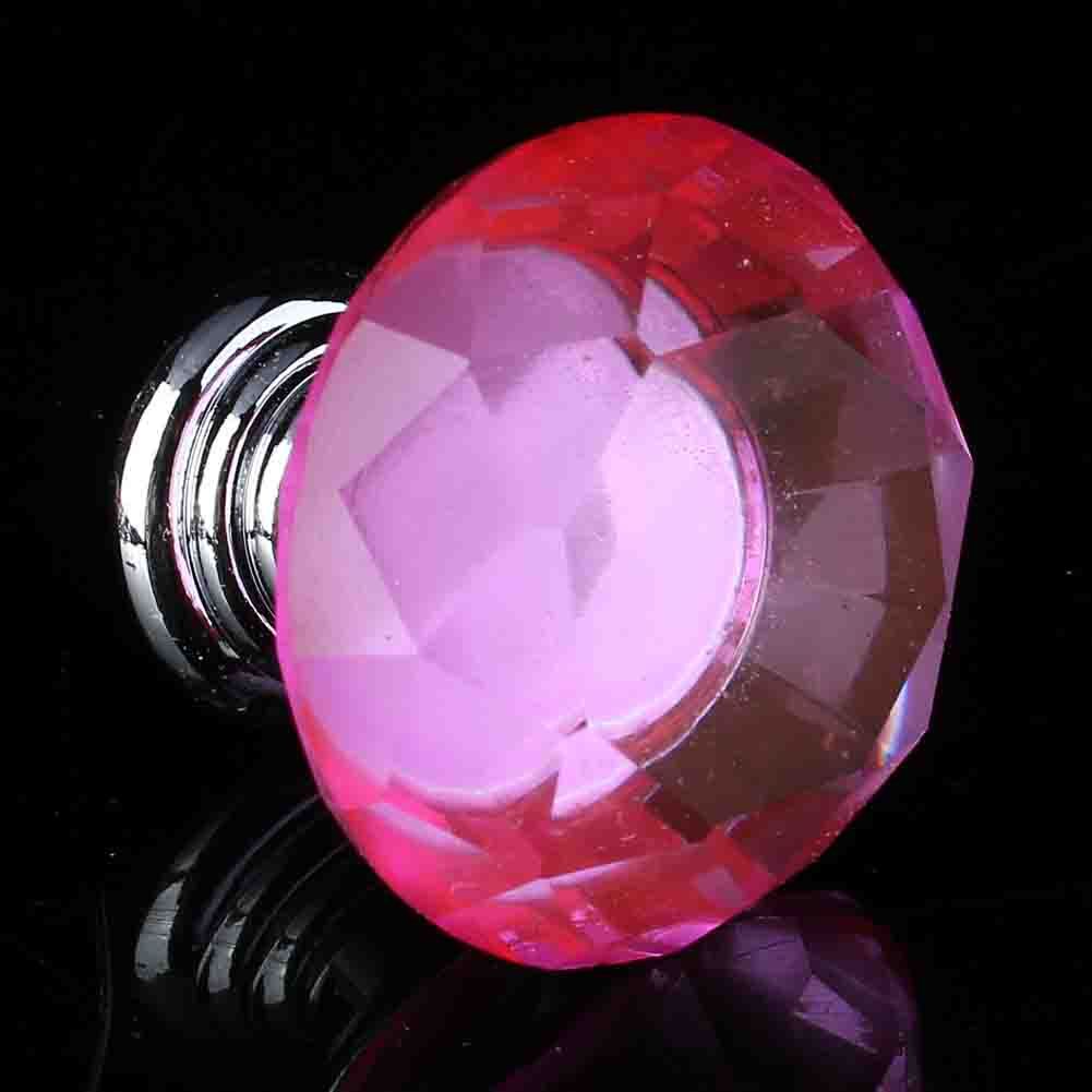 10PCS 30mm Pink Crystal Glass Door Knobs For Drawer Cabinet Kitchen view 9