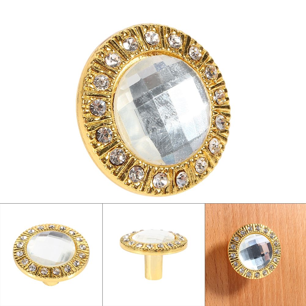10pcs Clear Diamond Crystal Glass Wardrobe Knob Cupboard Drawer Door Pull Handle view 3