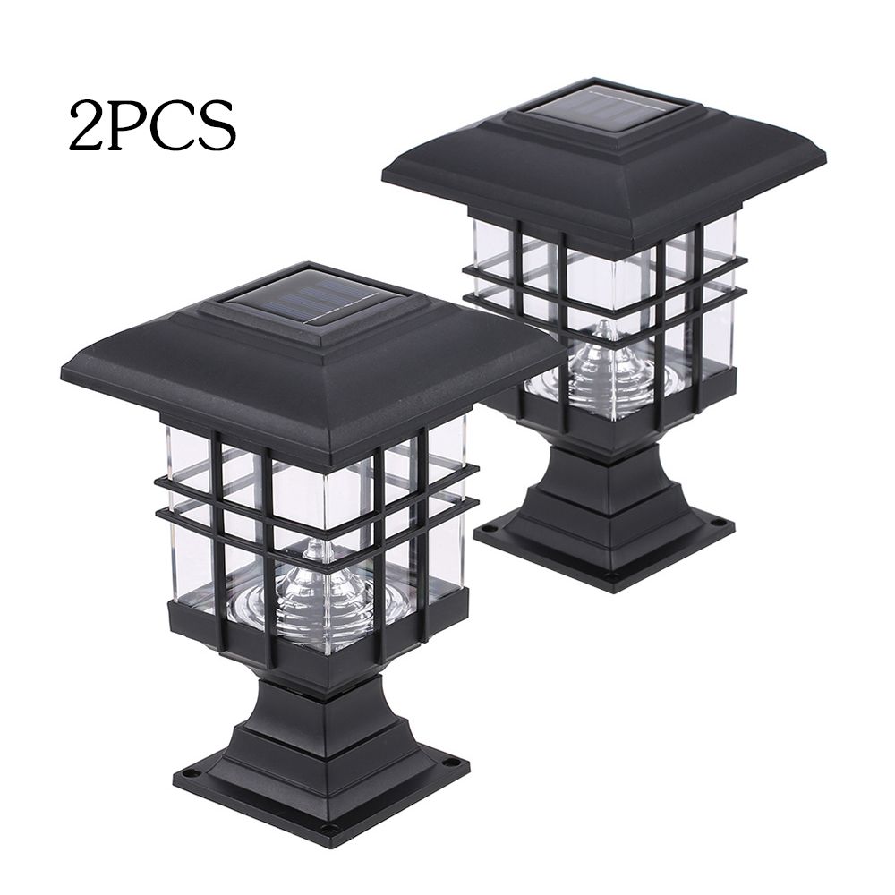 Tomshine 0.2 W 2 Pack Solar Powered LED Garden Yard Bollard Pillar Light Lawn view 2