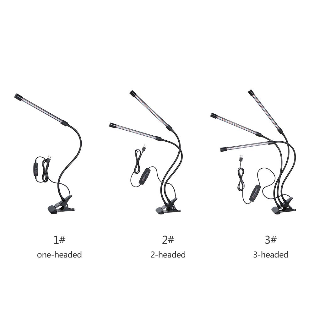 DC5V 27W 3-headed LED Plant Growing Light with Adjustable 360° Goosenecks Red — image 1