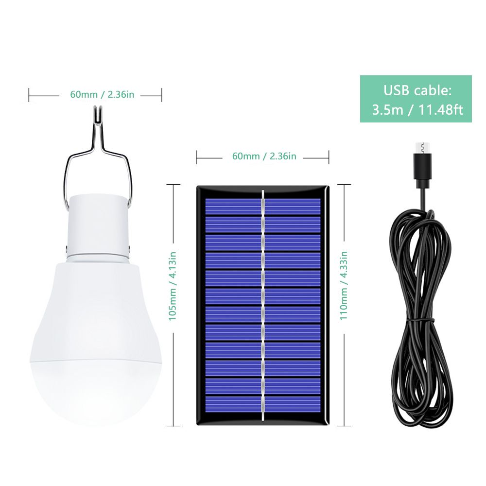 Solar Light Bulb 130LM Portable Solar Powered LEDs Bulb Light for Hiking