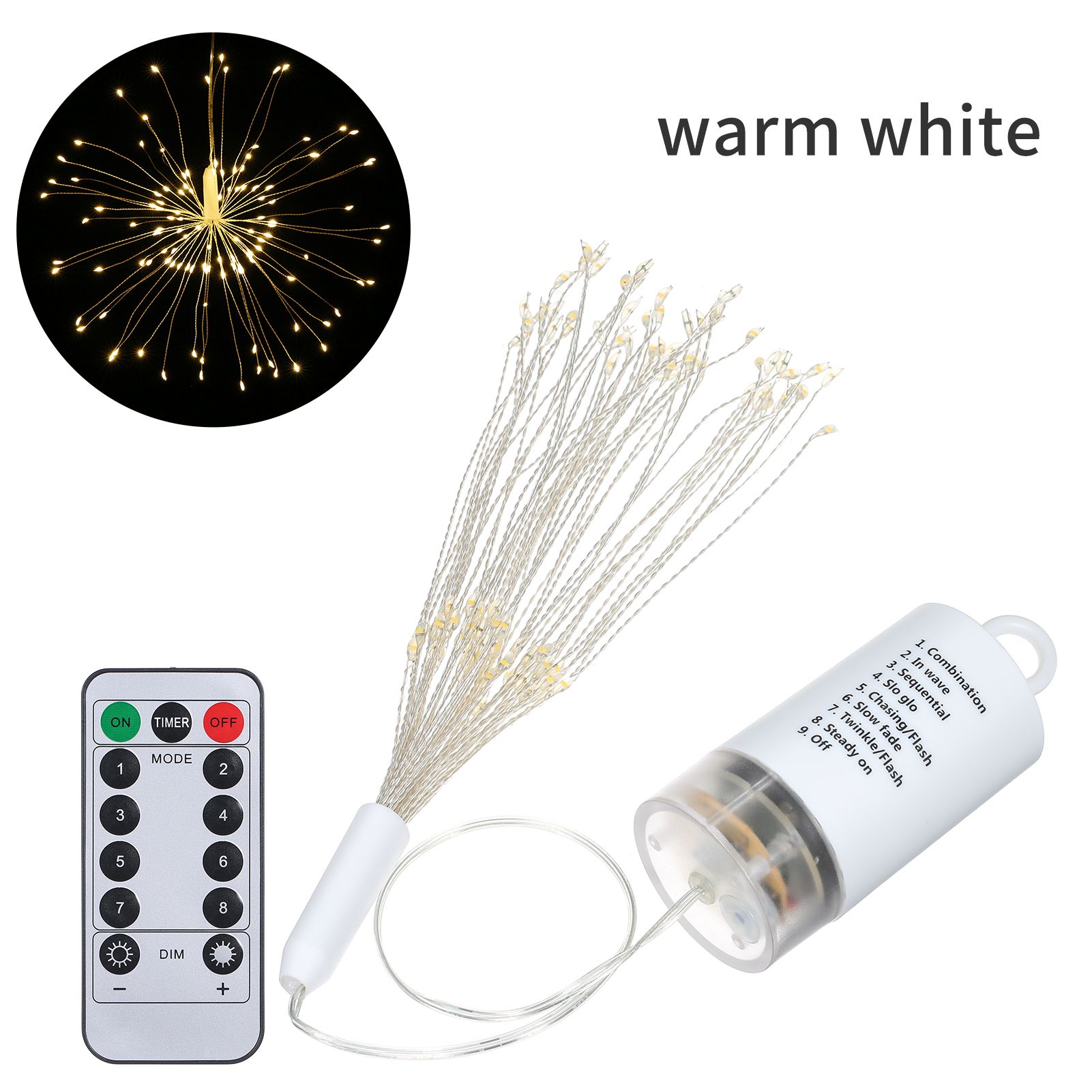 Fairy Firework String Light with Remote Control 120 LEDs Dimmable 8 Lighting view 3