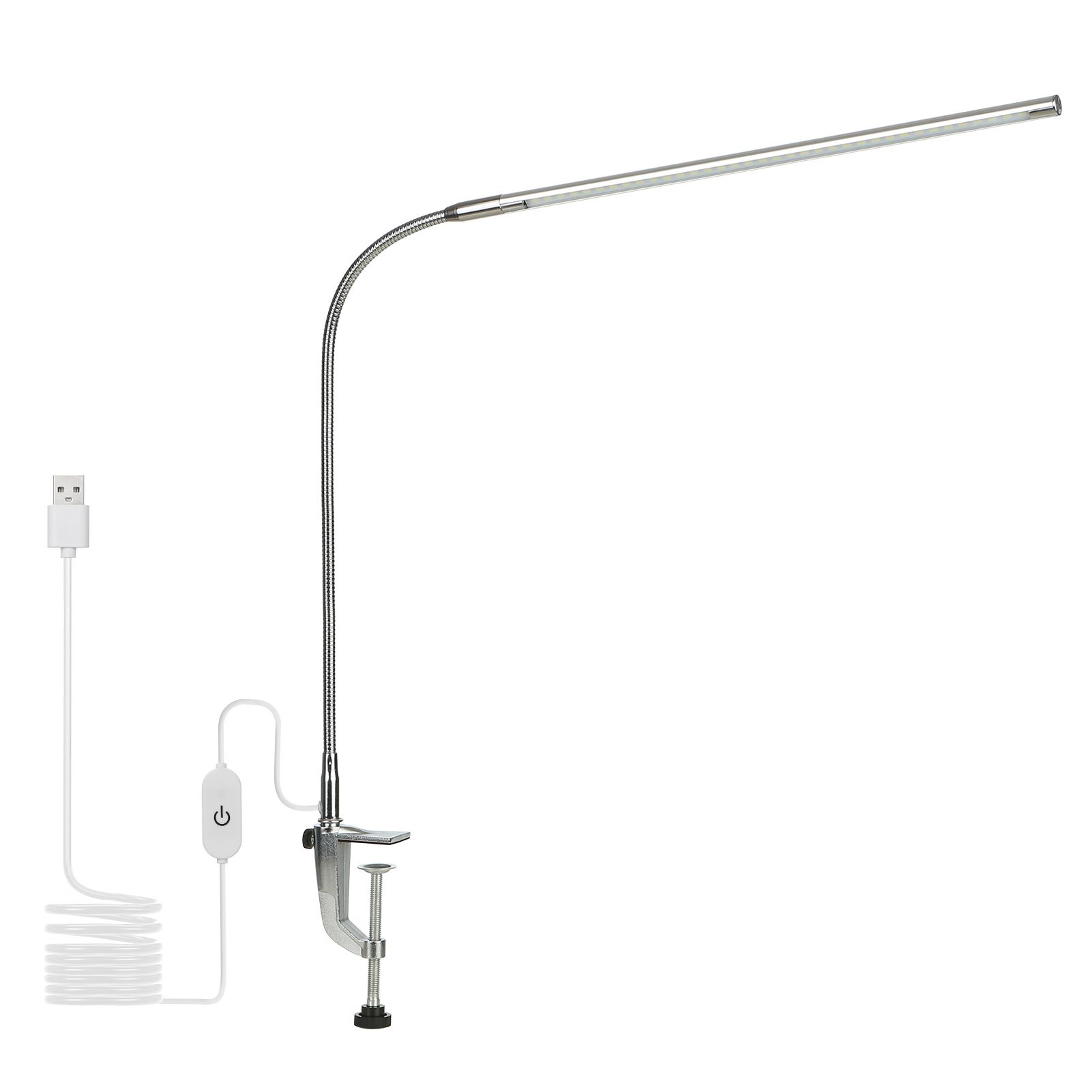 USB Clip-on Desk Lamp White Lighting Touching Control Dimmable LEDs Reading view 2