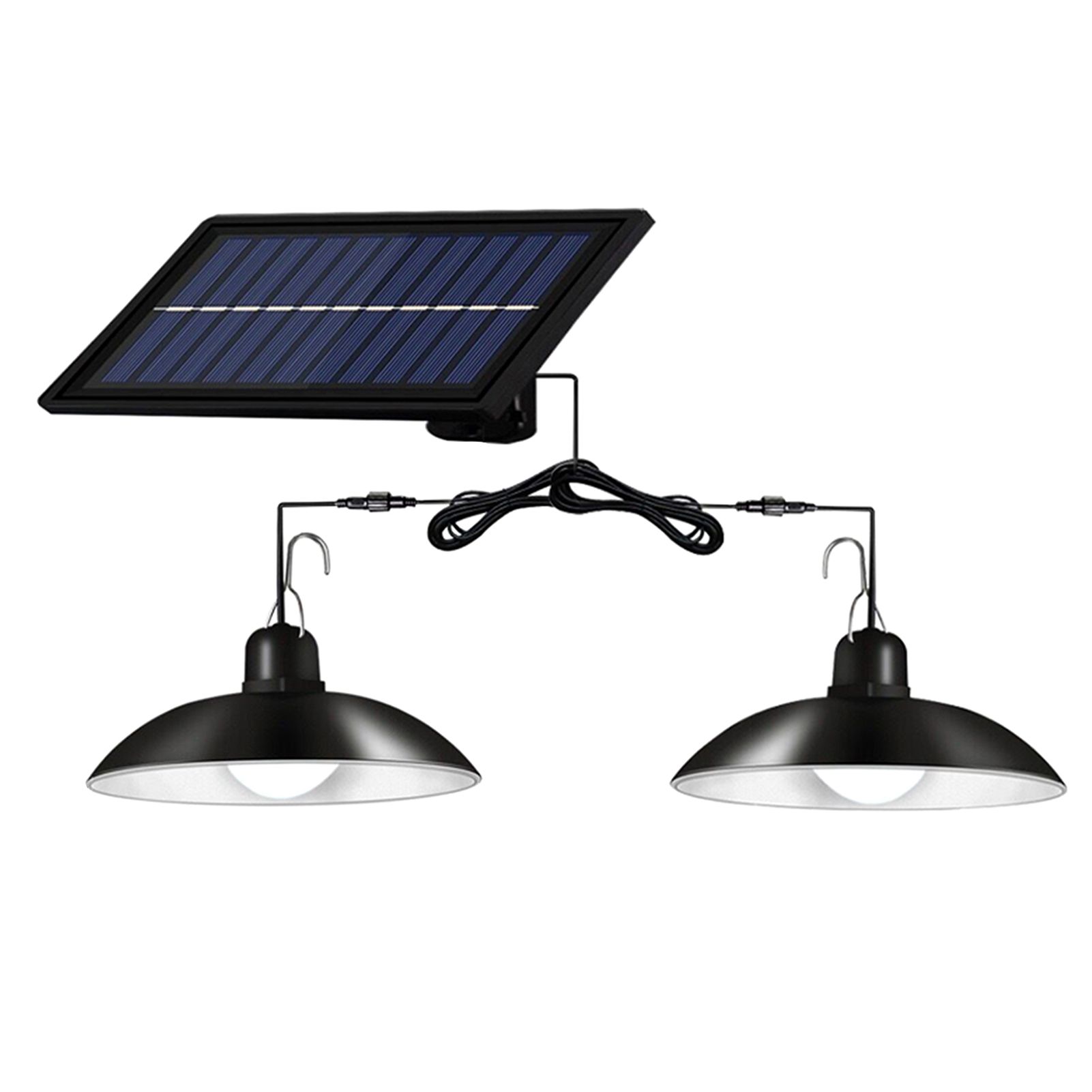 Solar Powered LEDs Ceiling Light Dimmable 2 Lighting Heads Shed Lights Patio view 2