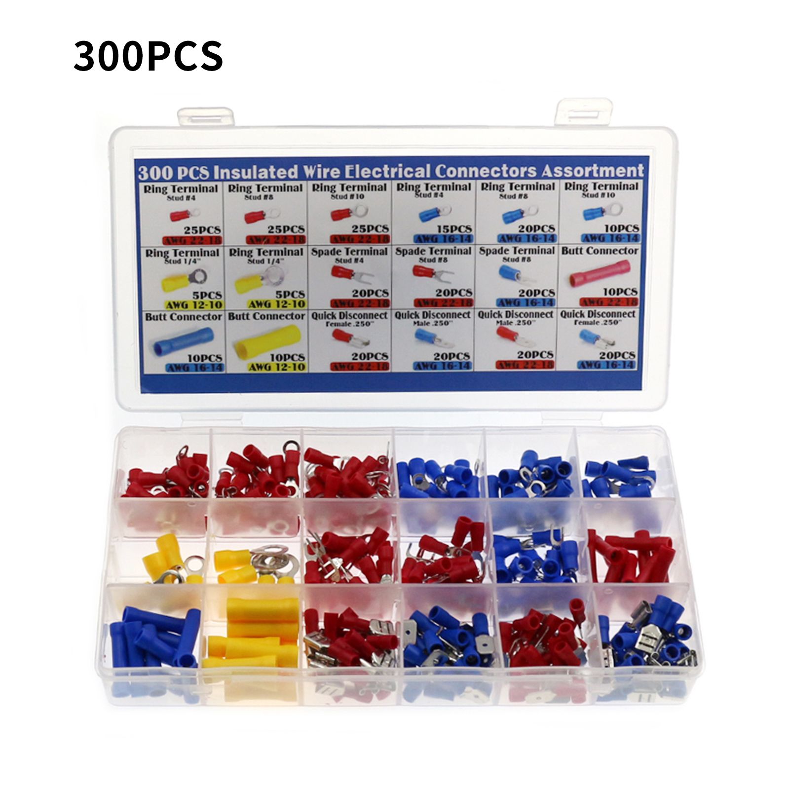 300PCS Insulated Wire Electrical Connectors Butt view 2