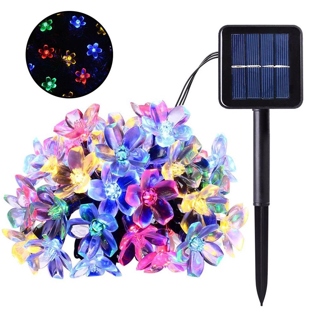 Solar Powered Flower String Lights 7m/22.97ft 50pcs Cherry Blossoms Colorful view 3