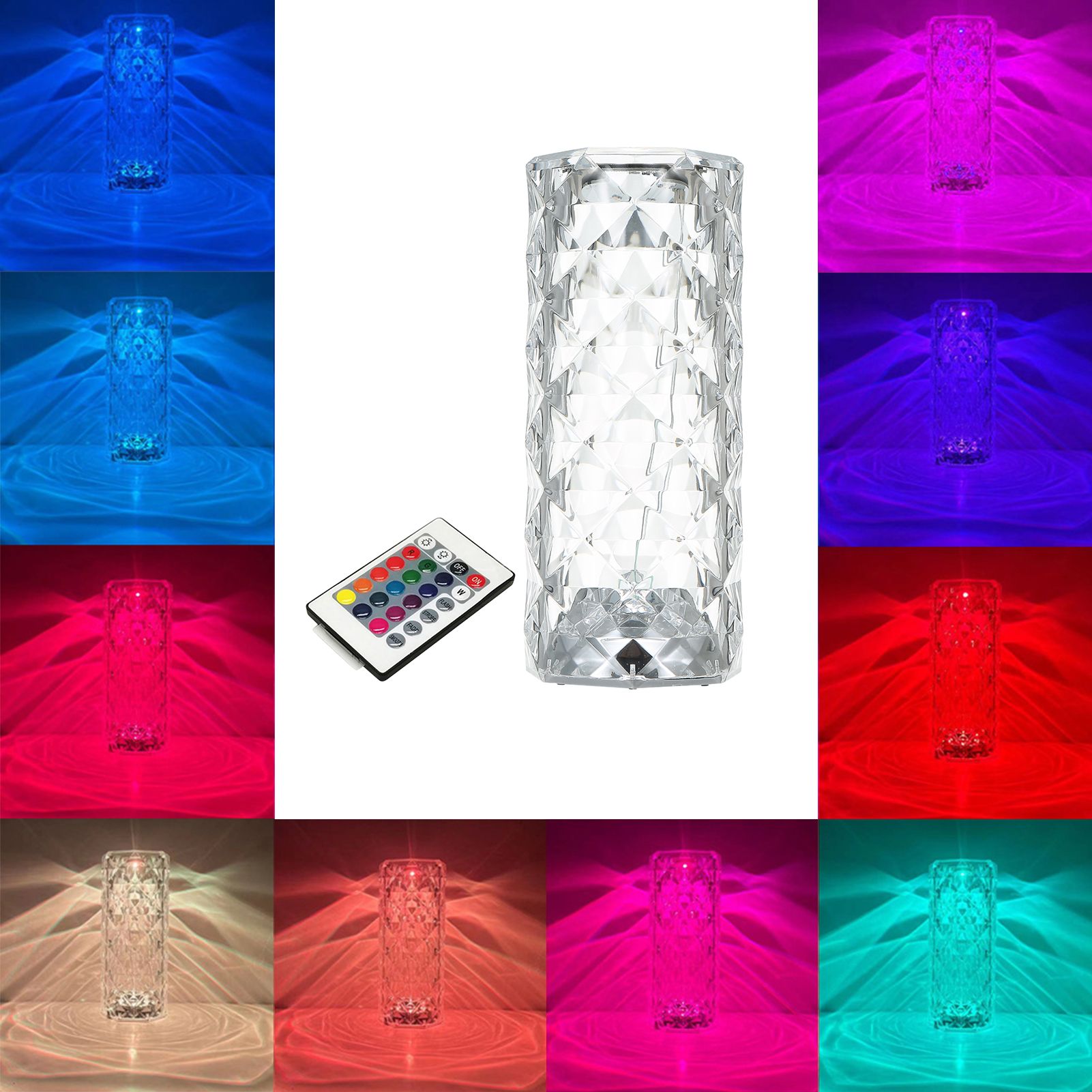 Acrylic Table Lamp with Remote Controller 16 Different Lighting Colors with view 2