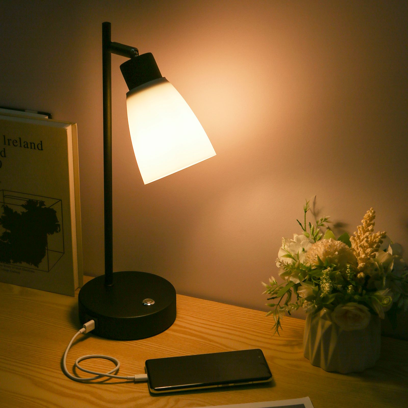 Industrial Table Light Beside Lamp 1 Type C & 1 USB Charging Port Stepless view 7